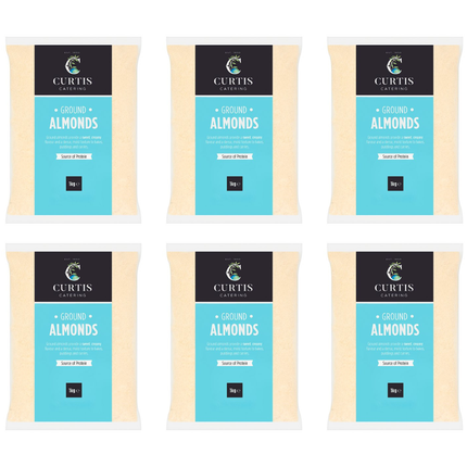 Curtis Catering Ground Almonds wholesale case containing 6 x 1kg packs of finely ground almonds for cakes, pastries, desserts and professional baking
