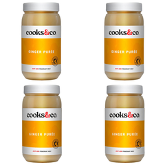 Cooks&Co Ginger Puree wholesale case containing 4 x 1kg packs of ready-to-use ginger puree for curries, stir-fries, sauces, marinades and professional kitchens