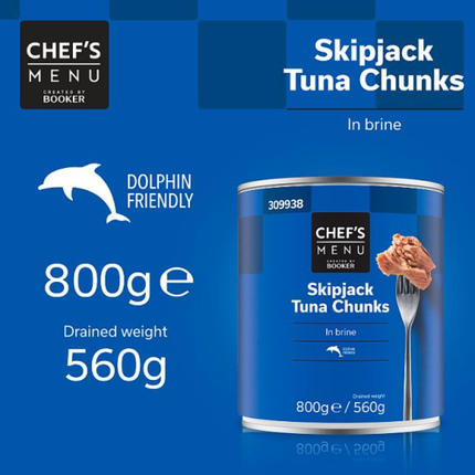 Chef's Menu Skipjack Tuna Chunks in Brine 6 x 800g | Wholesale Canned Tuna