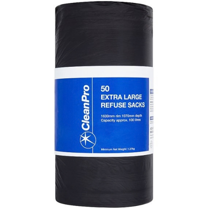 CleanPro Extra Large Refuse Sacks 50pcs bulk wholesale waste bags