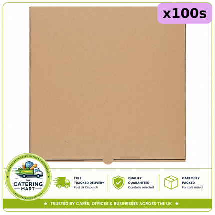 100 JR Foods 7 inch plain brown pizza boxes for small pizzas and wholesale takeaway packaging