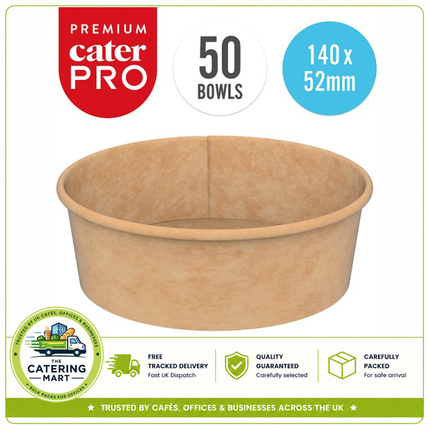 CaterPro Premium 500ml Kraft Street Food Bowls wholesale pack of 50