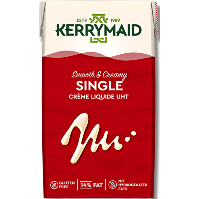 Kerrymaid Single UHT Cream 1L red carton for wholesale catering and foodservice