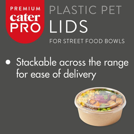 CaterPro 50 PET Lids for Street Food Bowls 1300ml | Wholesale Packaging