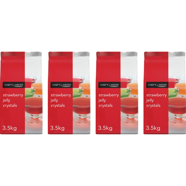 Chef's Larder Strawberry Jelly Crystals 4 x 3.5kg bulk catering jelly case