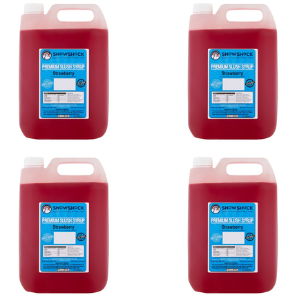 Snowshock Strawberry Premium Slush Syrup wholesale case of 4 x 5-litre containers.