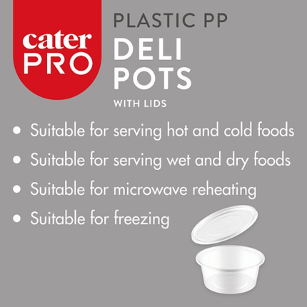 CaterPro 10 x 25 PP Deli Pots with Lids 340ml | Wholesale Food Containers