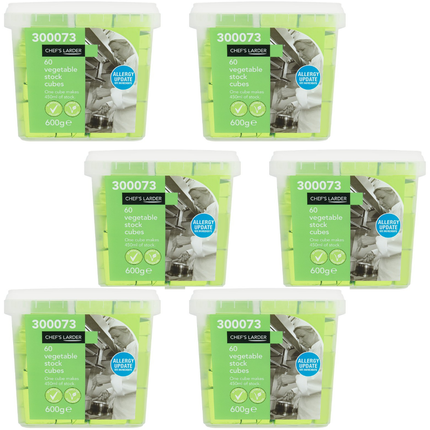 Chef's Larder Vegetable Stock Cubes wholesale case containing 6 x 600g packs, with 60 vegetable stock cubes per pack, for soups, sauces, gravies and professional kitchens