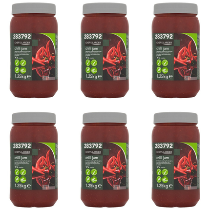 Chef's Larder Chilli Jam wholesale case containing 6 x 1.25kg catering jars