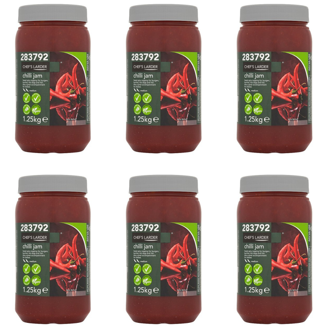 Chef's Larder Chilli Jam wholesale case containing 6 x 1.25kg catering jars