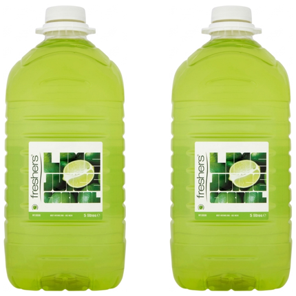 Freshers Lime Juice Cordial wholesale pack containing 2 containers of 5 litres each for preparing refreshing lime drinks in cafés, pubs and restaurants