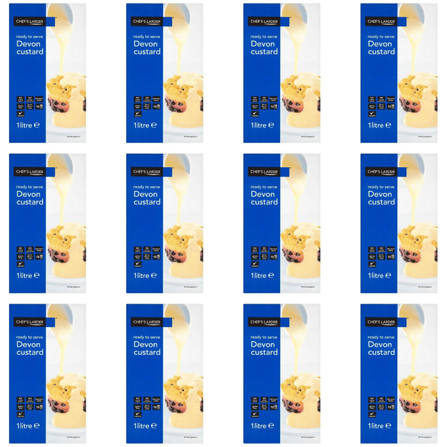 Chef's Larder Devon Custard 12 x 1 litre bulk ready to use catering custard case