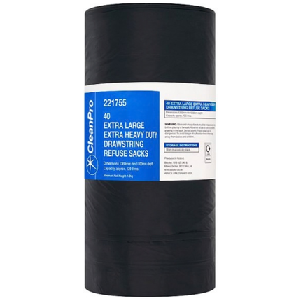 CleanPro Extra Large Extra Heavy Duty Drawstring Refuse Sacks 40pcs