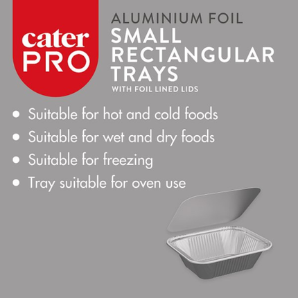CaterPro 16 x 55 Aluminium Foil Small Rectangular Trays with Foil Lined Lids