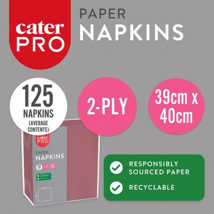 CaterPro Burgundy Paper Napkins 16 x 125s 2-Ply 39 x 40cm | Wholesale