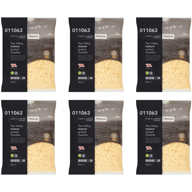 Chef's Larder Premium Taw Valley Mature Grated Cheddar wholesale case of 6 x 2kg