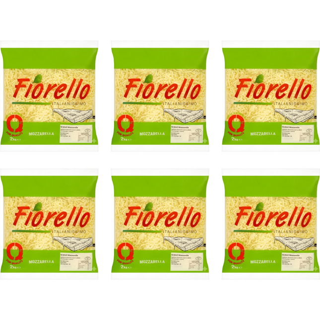 Fiorello Italianissimo Grated Mozzarella wholesale case containing 6 x 2kg packs