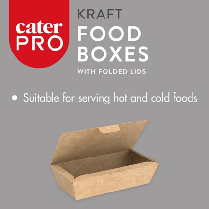 CaterPro 25 Kraft Food Boxes with Folded Lids 1350ml | Wholesale Food Packaging