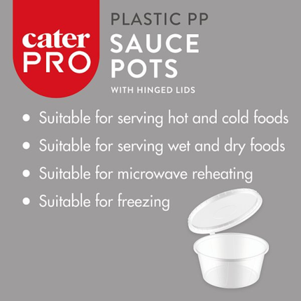 CaterPro 50 PP Sauce Pots with Hinged Lids 28ml | Wholesale Food Packaging