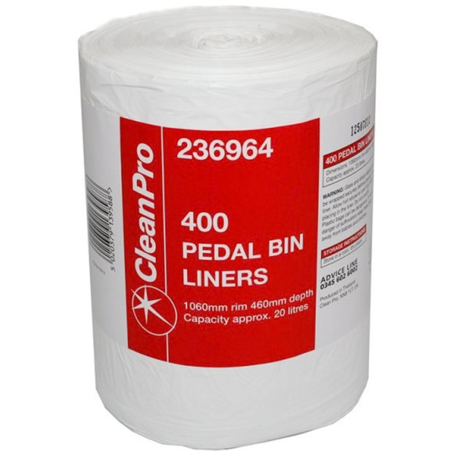 CleanPro Pedal Bin Liners 400pcs bulk wholesale commercial waste bags