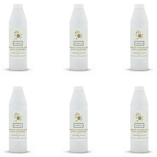 Simply White Chocolate Hazelnut Topping Sauce 6 x 1kg | Bulk Dessert Sauce