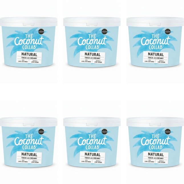 The Coconut Collab Natural Coconut Yogurt wholesale case containing 6 x 1kg tubs of plant-based coconut yoghurt