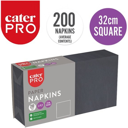 CaterPro dark blue 2-ply paper napkins 200 pack, 32cm square, wholesale catering supplies