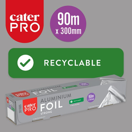 CaterPro Strong Aluminium Foil 300mm x 90m | 12 Rolls | Wholesale