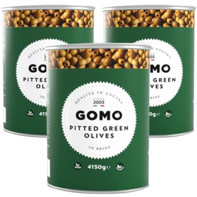 Gomo Pitted Green Olives 3 x 4150g | Wholesale Catering Olives