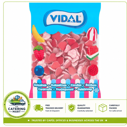 Vidal Twist Hearts Candies 1kg wholesale pack of colourful twisted heart-shaped fruity sweets