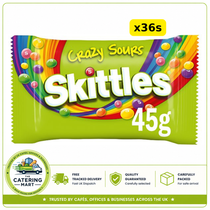Skittles Sours fruit flavour sweets wholesale case containing 36 individual 45g treat bags