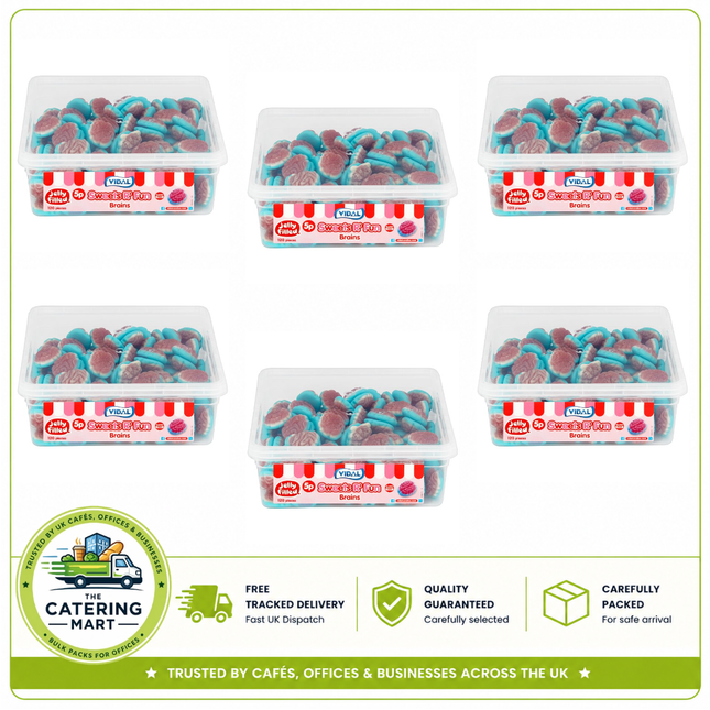 Vidal Sweets R' Fun Brains Jelly Filled wholesale case containing 6 x 780g packs of 120 novelty brain-shaped jelly sweets