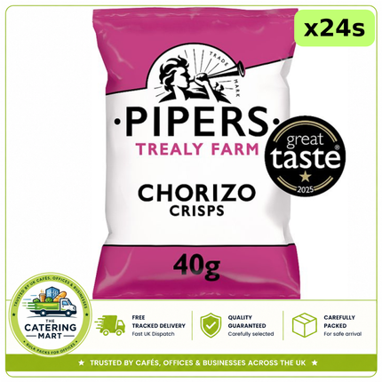 Pipers Trealy Farm Chorizo Crisps Grab Bag wholesale case containing 24 x 40g individual packs
