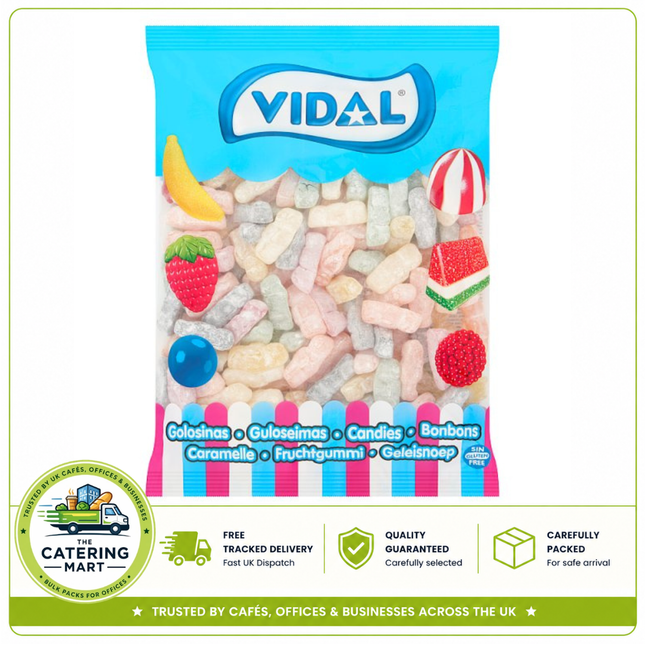 Vidal Jelly Babies 1kg wholesale bag containing soft and chewy assorted fruit flavour jelly sweets