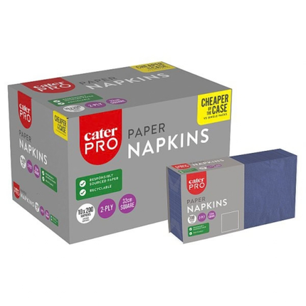 CaterPro Dark Blue Paper Napkins 200s 2-Ply 32cm Square | Wholesale