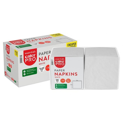 CaterPro Essentials White Paper Napkins 10 x 500s 1-Ply 30 x 28cm | Wholesale