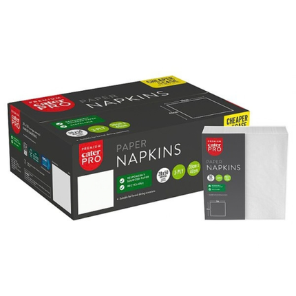 CaterPro Premium White Paper Napkins 20 x 50s 3-Ply 39 x 40cm | Wholesale