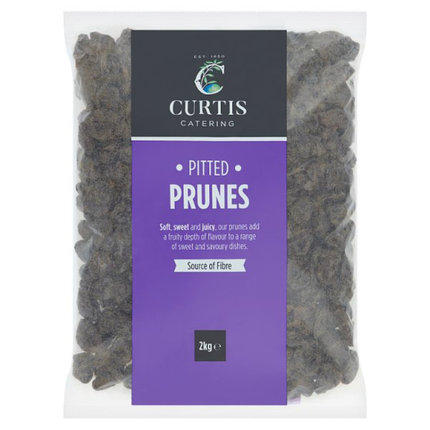 Curtis Catering Pitted Prunes 2kg catering pack of dried prunes with stones removed for professional kitchens and foodservice