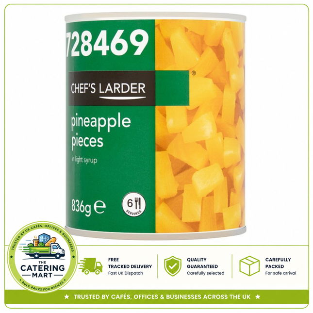 Chef's Larder Pineapple Pieces in Light Syrup 836g wholesale catering can with 493g drained weight