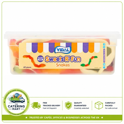 Vidal Sweets R' Fun Snakes 60 pieces 720g pack of colourful soft and chewy fruity gummy snake sweets
