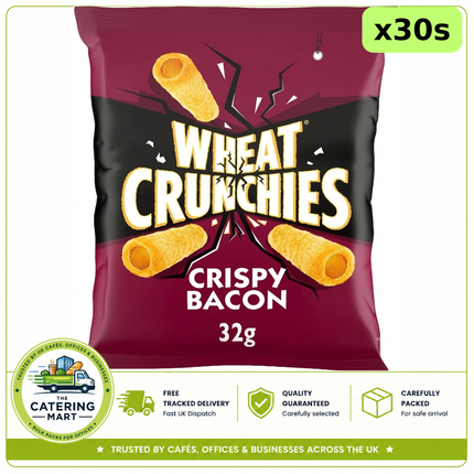 Wheat Crunchies Bacon Crisps 30 x 32g bulk wholesale case