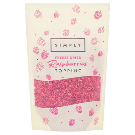 Simply Freeze Dried Raspberries Toppings 150g pack of freeze-dried raspberry pieces for cakes, cupcakes, ice cream, cheesecakes, desserts and professional baking