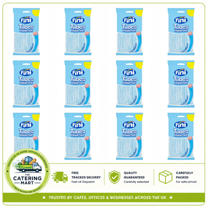 Fini Raspberry In & Out Tubes wholesale case containing 12 x 140g tubs of raspberry flavour sweets