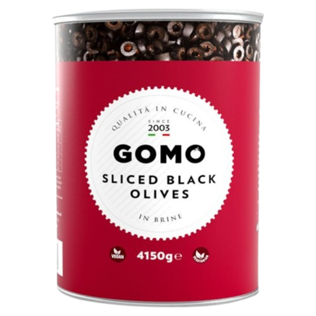 Gomo Sliced Black Olives 4150g wholesale catering jar
