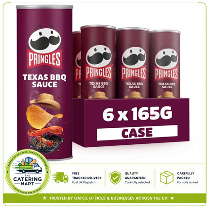 Pringles Texas BBQ Sharing Crisps wholesale case containing 6 x 165g tubes