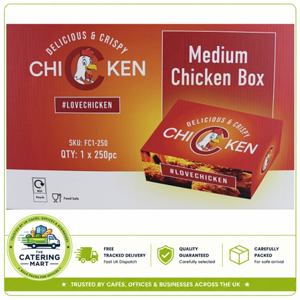 Medium Chicken Boxes 250 pack for fried chicken takeaway and foodservice packaging