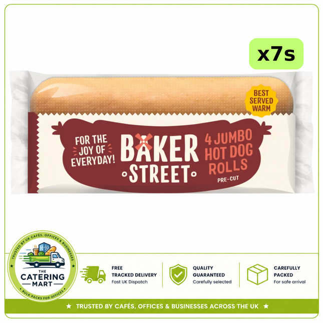 Baker Street Jumbo Hot Dog Rolls 7 x 4 bulk wholesale case