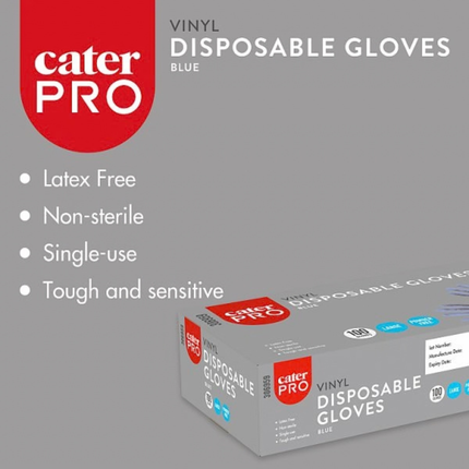 CaterPro Large Blue Vinyl Disposable Gloves 10 x 100s | Wholesale