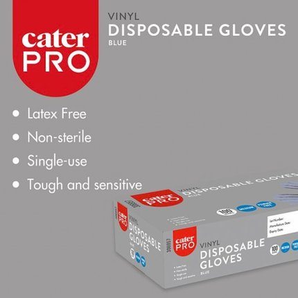 CaterPro Medium Blue Vinyl Disposable Gloves 10 x 100s | Wholesale