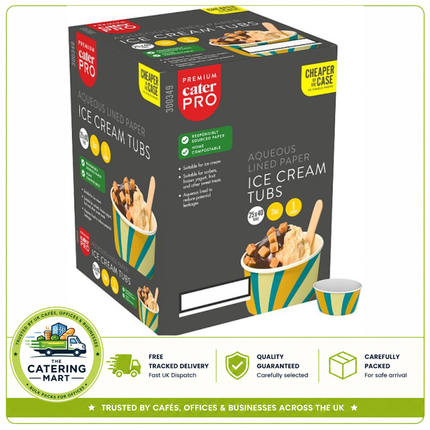 CaterPro Premium 25 x 40 Aqueous Lined Paper Ice Cream Tubs 2oz | Wholesale